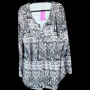 NWT- Black & Cream Long Sleeve Tunic